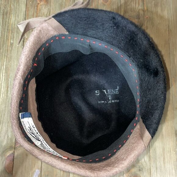 Mr. John Debutante Vintage Hat Black & Tan Taupe 40s 50s Bowl Flapper Cap Gatsby - Picture 4 of 6